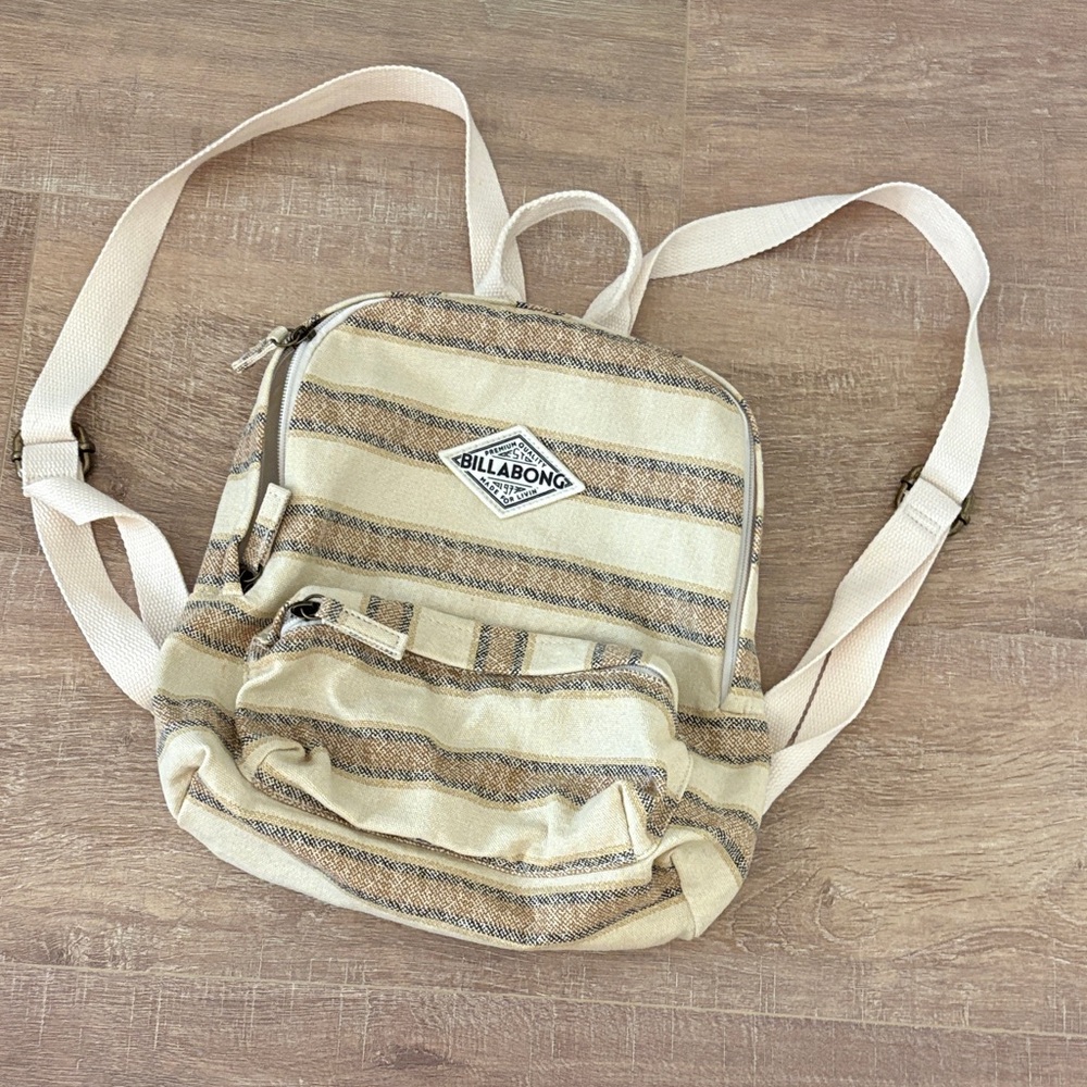 Billabong Beige and Brown Striped Backpack